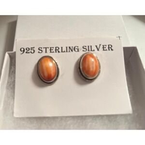 Spiny Oyster Orange Sterling Silver Post Earrings